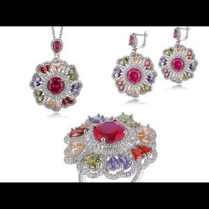 925 sterling silver set gemstone jewelry set